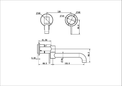 Nero Mecca Wall Basin/bath Mixer Swivel Spout Trim Kits Only