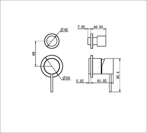 Nero Mecca Shower Mixer with Divertor Separate Back Plate Trim Kits
