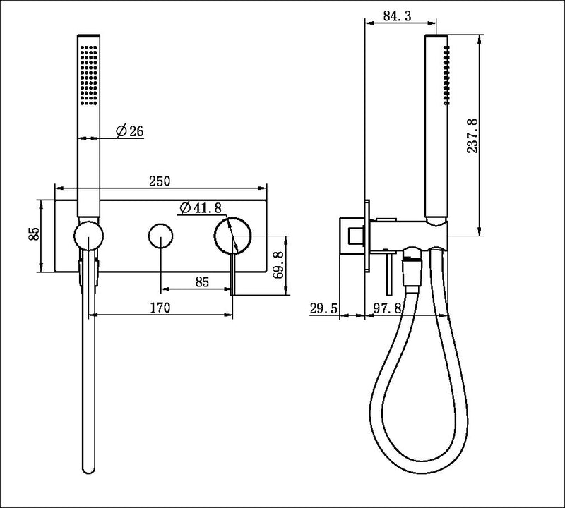 Nero Mecca Shower Mixer Divertor System Trim Kits(Requires in Wall Body NRUB004P)