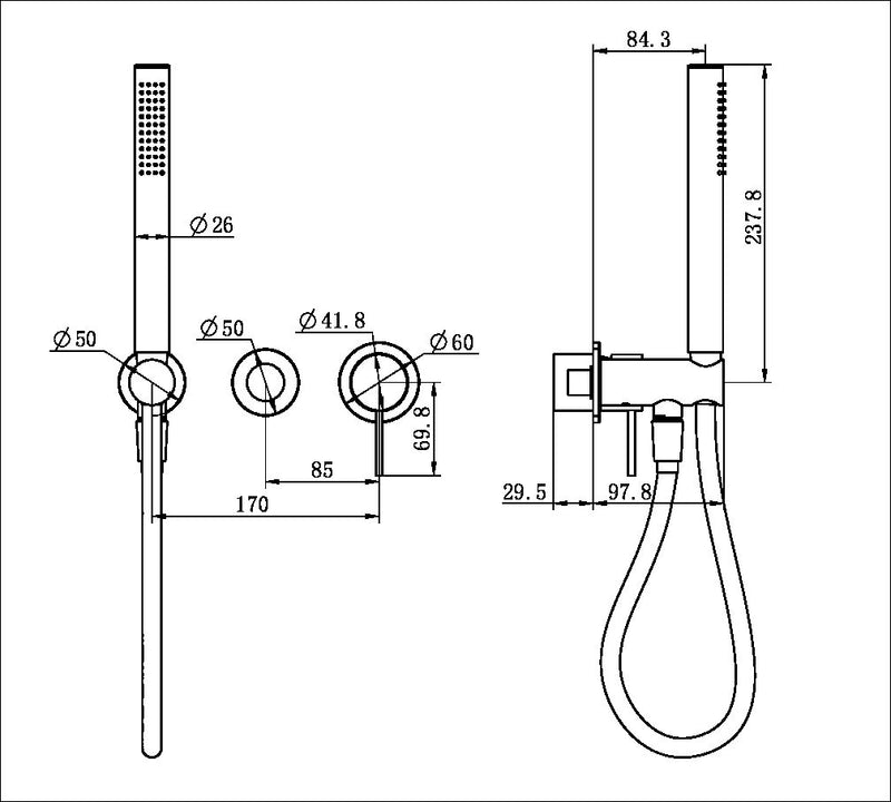 Nero Mecca Shower Mixer Divertor System Separate Back Plate Trim Kit Only(requires in wall Body NRUB004p)