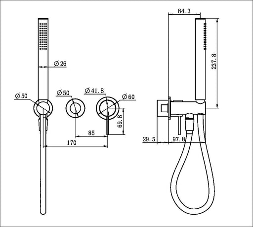 Nero Mecca Shower Mixer Divertor System Separate Back Plate Trim Kits