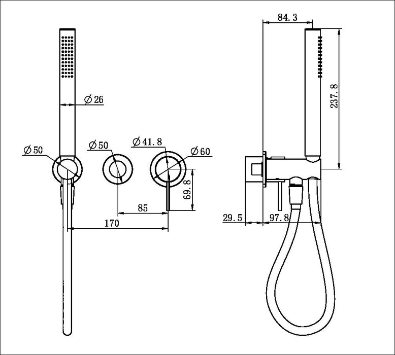 Nero Mecca Shower Mixer Divertor System Separate Back Plate Trim Kit Only(requires in wall Body NRUB004p)