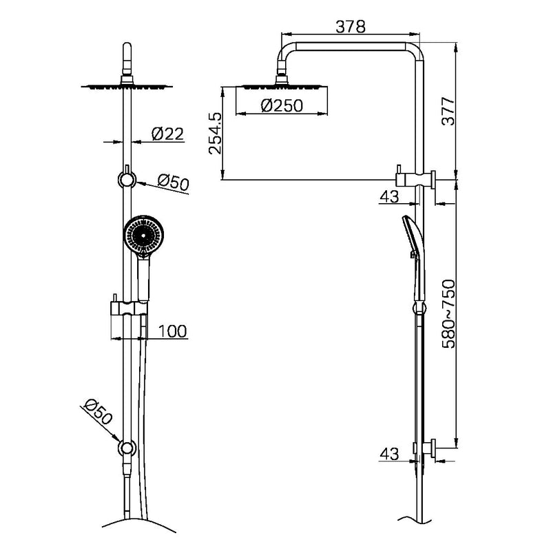 Nero Round Project Twin Shower