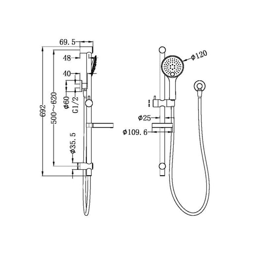 Nero Builder Project Rail Shower Brushed Nickel