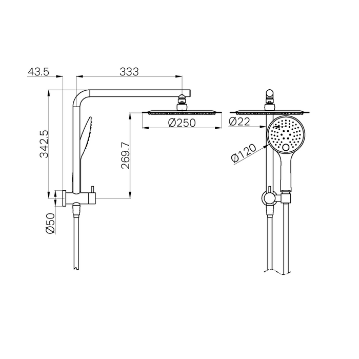 Nero Mecca 2 in 1 Twin Shower