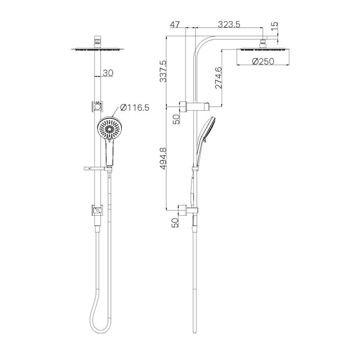 Nero Bianca Twin Shower