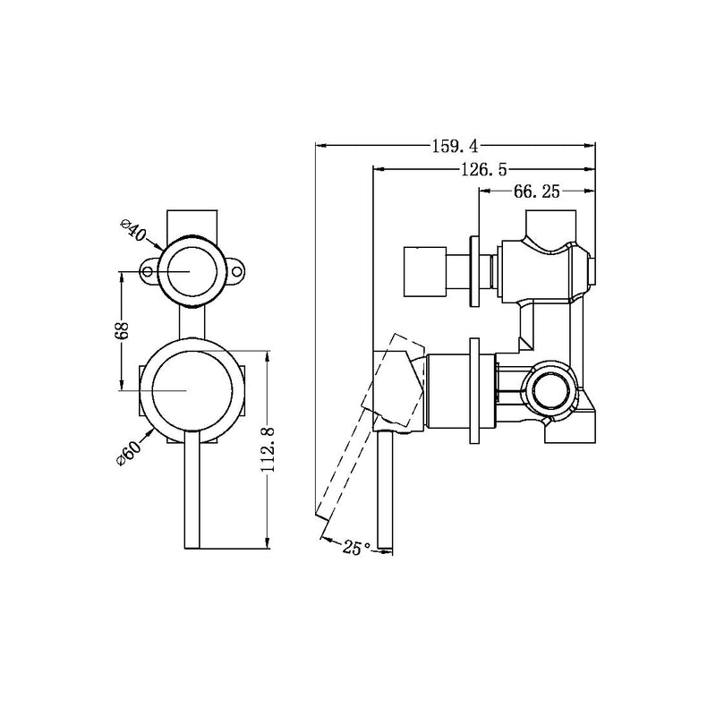 Nero Dolce Shower Mixer with Divertor Separate Back Plate