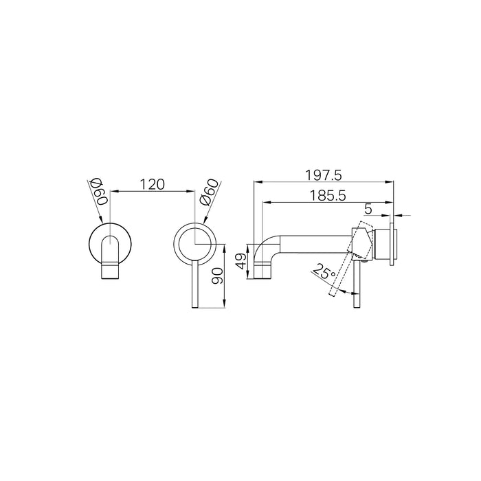 Nero Dolce Wall Basin/Bath Mixer Separate Back Plate Trim Kits