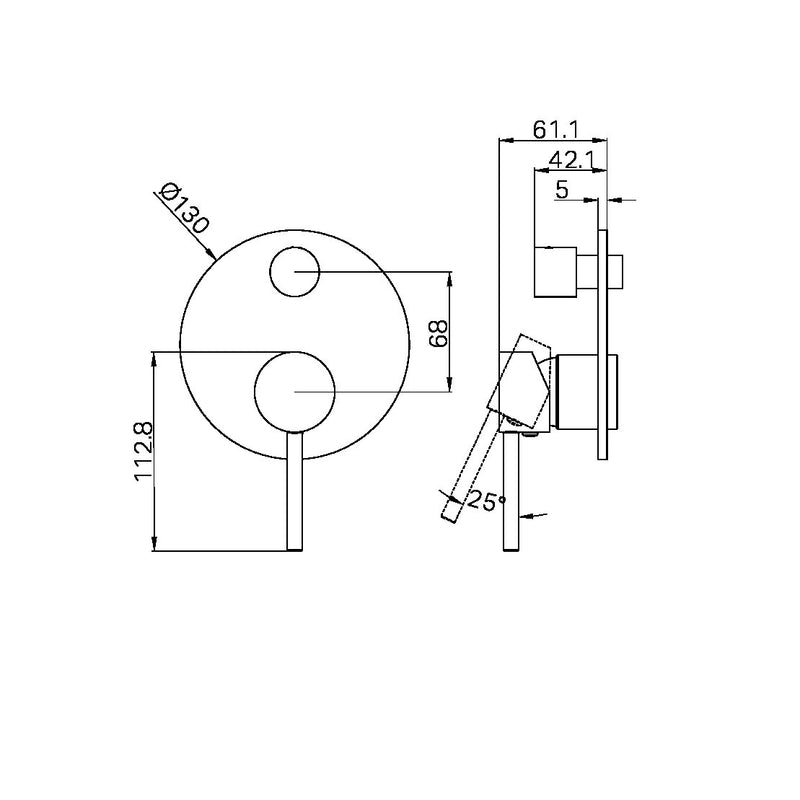 Nero Dolce Shower Mixer with Divertor Trim Kits