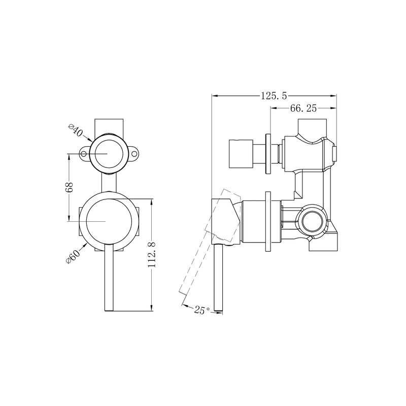 Nero Dolce Shower Mixer With Diverter Separate Back Plate