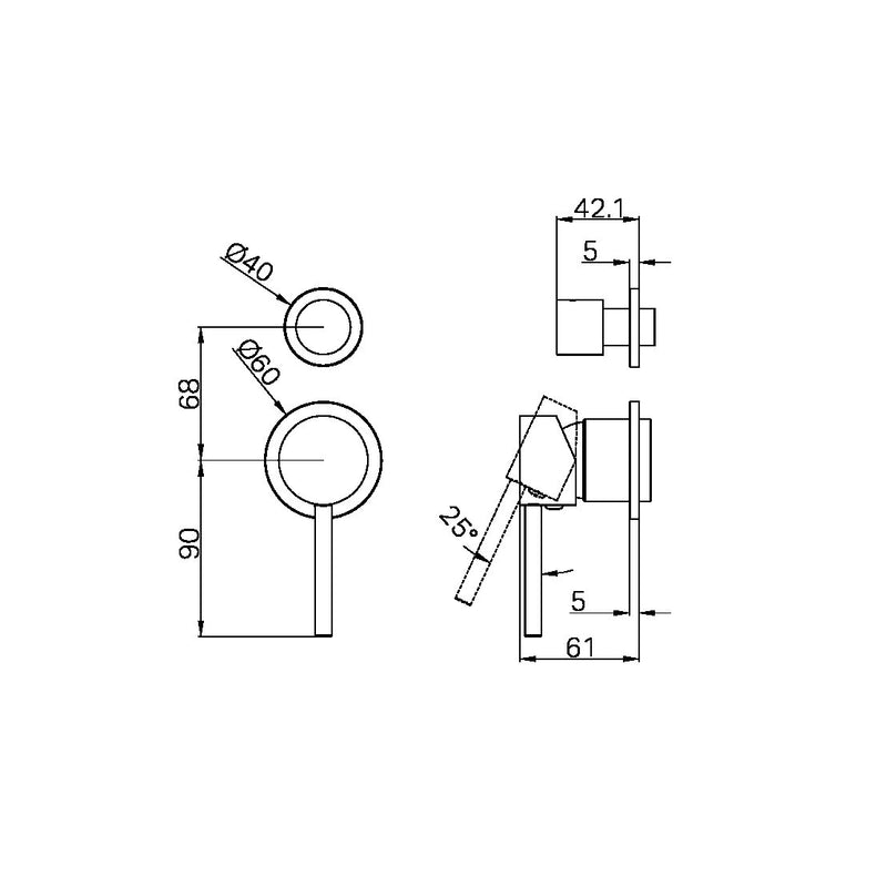 Nero Dolce Shower Mixer with Divertor Separate Back Plate Trim Kits