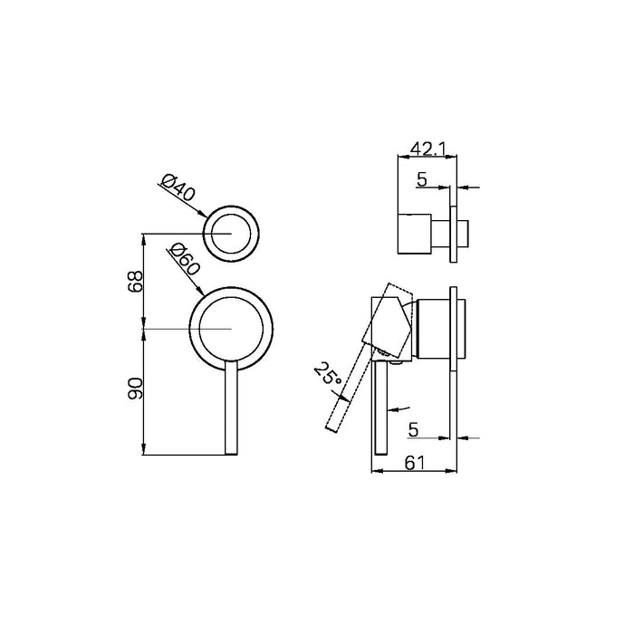 Nero Dolce Shower Mixer with Divertor Separate Back Plate Trim Kits