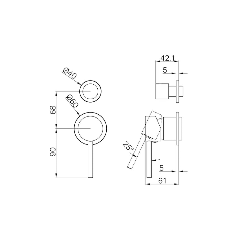 Nero Dolce Shower Mixer With Diverter Separate Back Plate Trim Kits