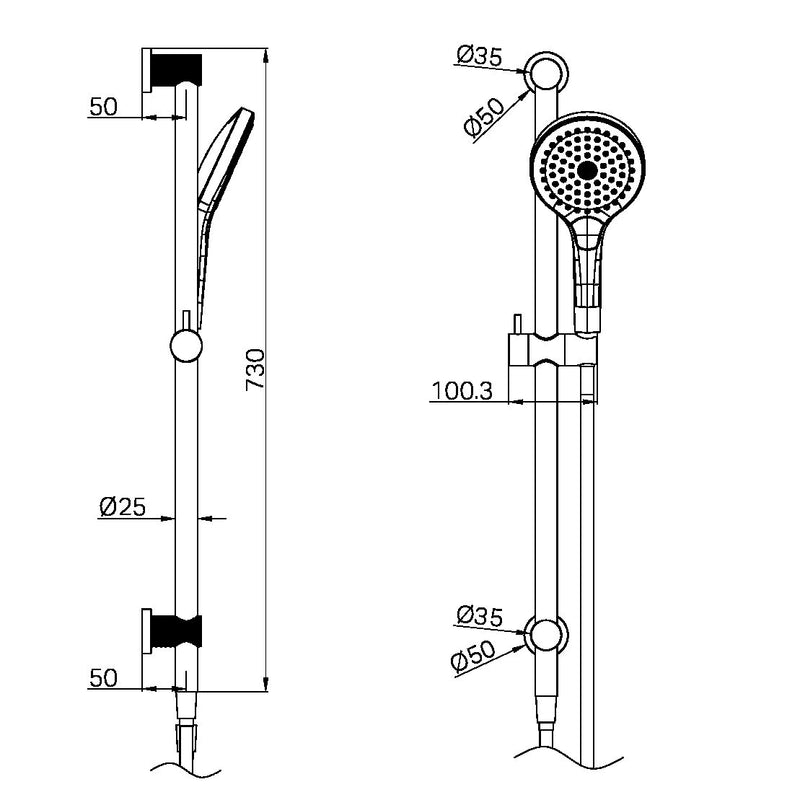 Nero Opal Shower Rail with Air Shower II