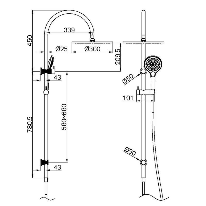 Nero Opal Twin Shower with Air Shower II