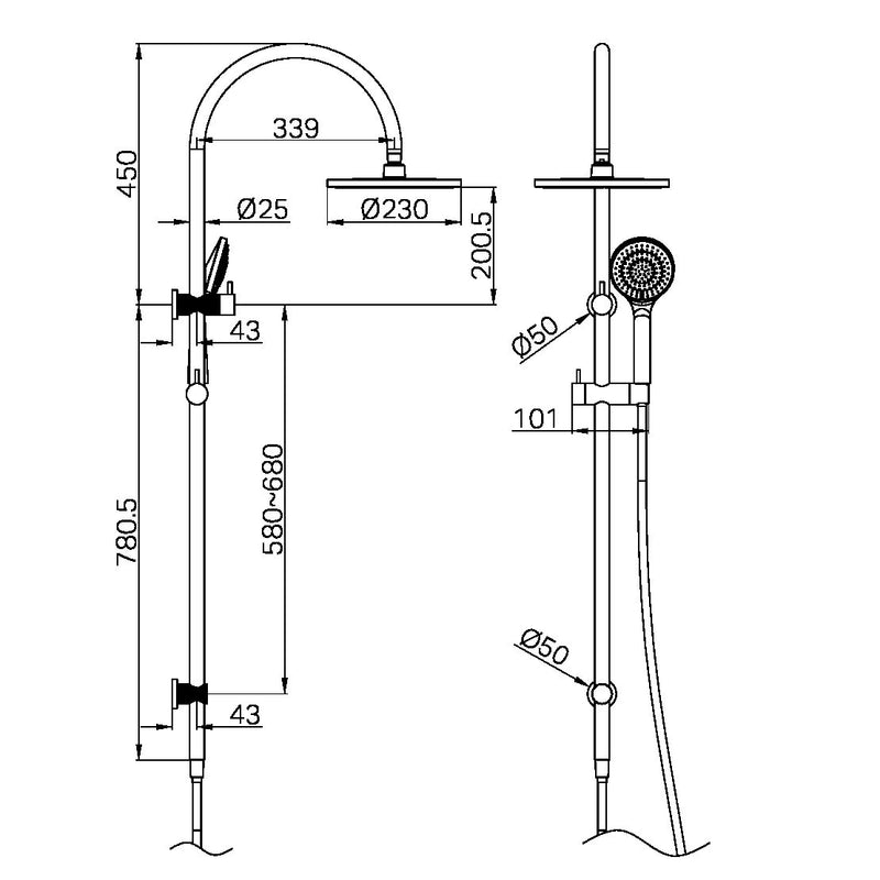 Nero Opal Twin Shower with Air Shower