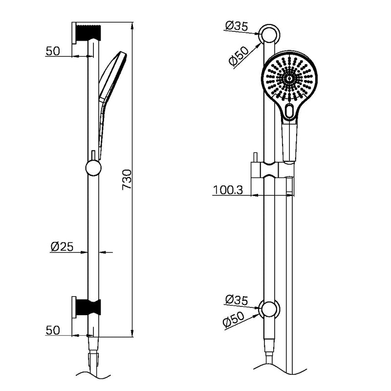 Nero Opal Shower Rail