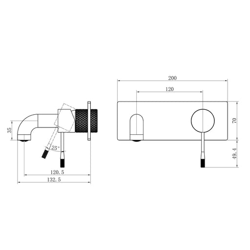 Nero Opal Wall Basin/Bath Mixer