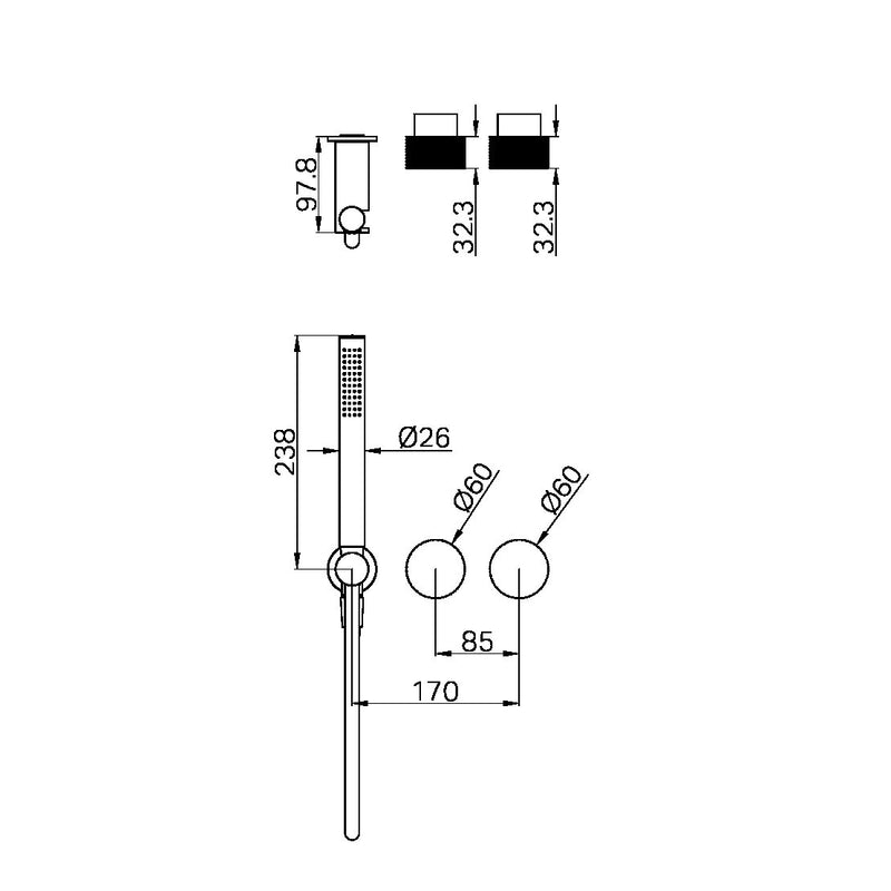 Nero Opal Progressive Shower System Separate Plate Trim Kits