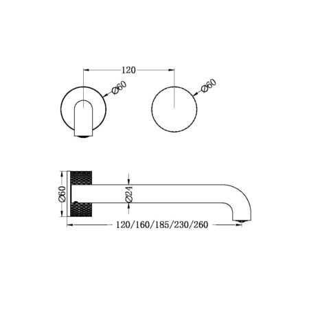 Nero Opal Progressive Wall Basin/Bath Set