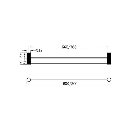 Nero Opal Double Towel Rail