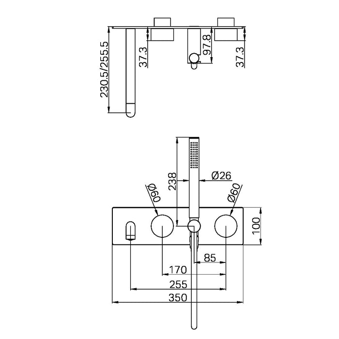 Nero Kara Progressive Shower System with Spout Trim Kits