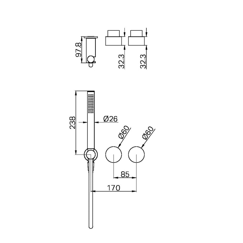 Nero Kara Progressive Shower System Separate Plate Trim Kits