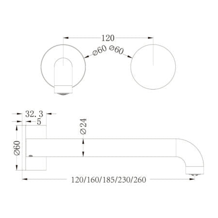 Nero Kara Progressive Wall Basin/Bath Set