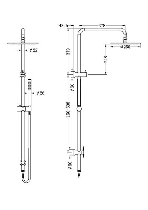 Nero Dolce Round Twin Shower with Slim Hand Shower Chrome