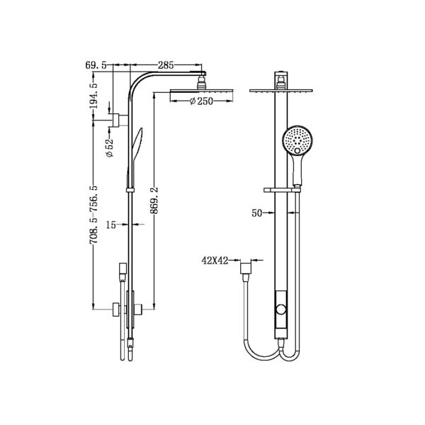 Nero Astra Rain Round Twin Shower Double Hose