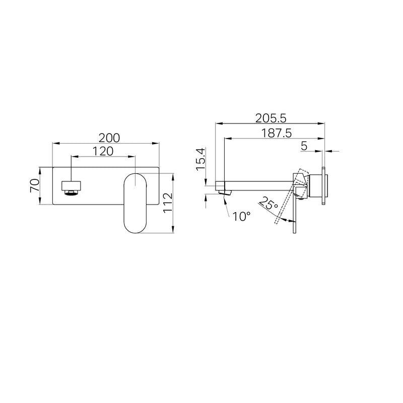 Nero Ecco Wall Basin/Bath Mixer Trim Kits Only