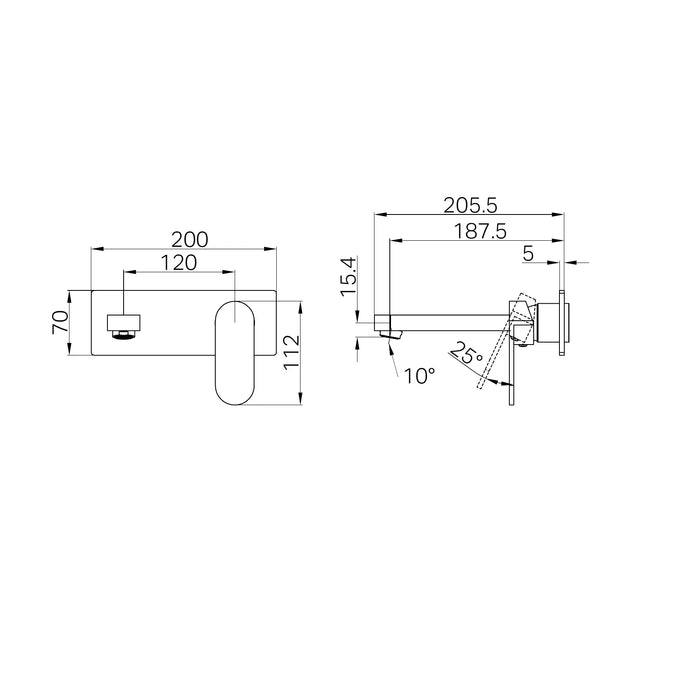 Nero Ecco Wall Basin/Bath Mixer Trim Kits Only