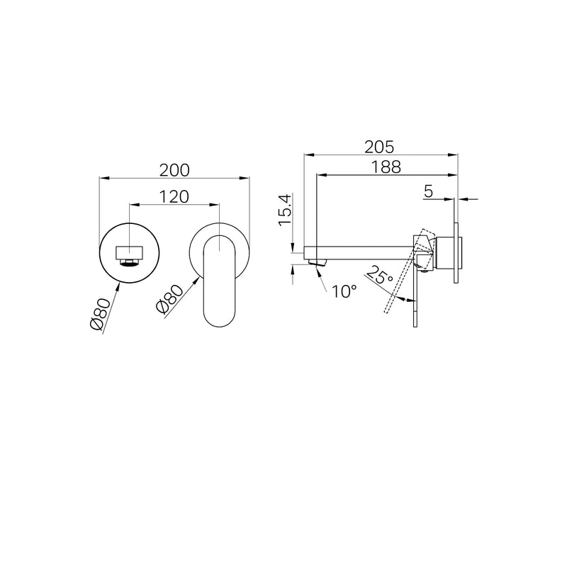 Nero Ecco Wall Basin/Bath Mixer Separate Back Plate Trim Kits Only