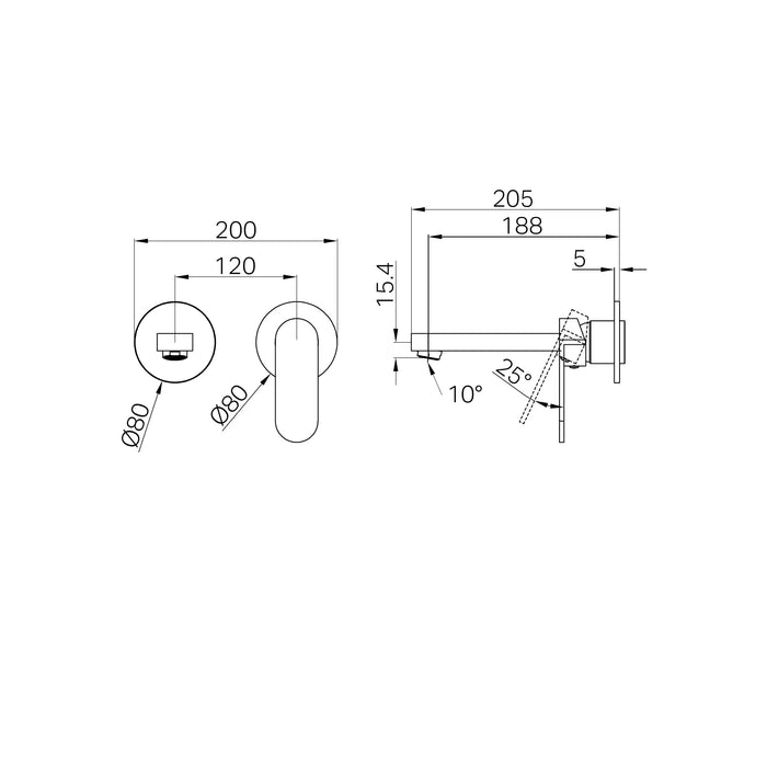 Nero Ecco Wall Basin/Bath Mixer Separate Back Plate Trim Kits Only