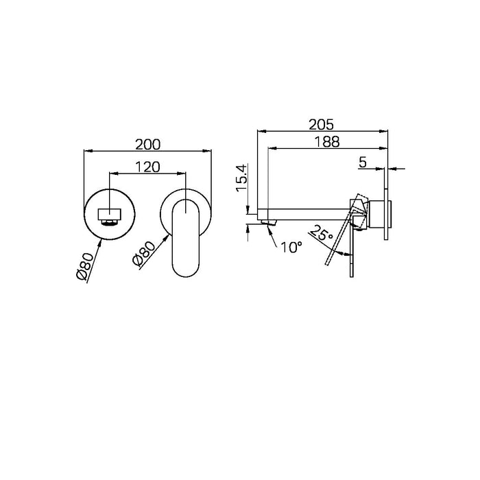 Nero Ecco Wall Basin/Bath Mixer Separate Back Plate Trim Kits