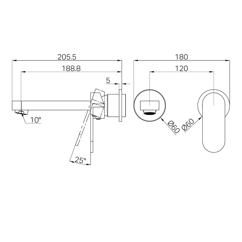 Nero Ecco Wall Basin/Bath Mixer Separate Back Plate Trim Kits