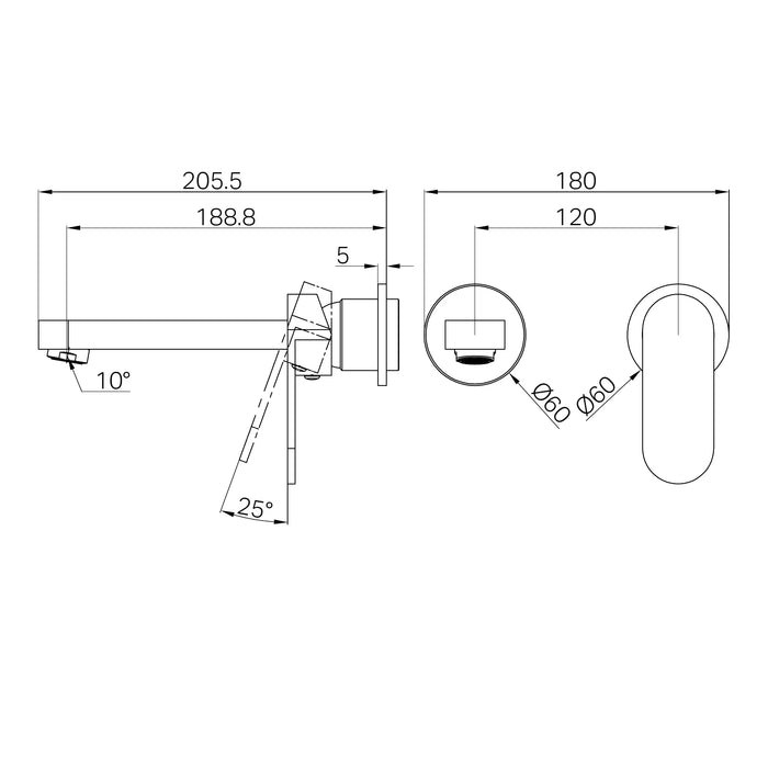 Nero Ecco Wall Basin/Bath Mixer Separate Back Plate Trim Kits