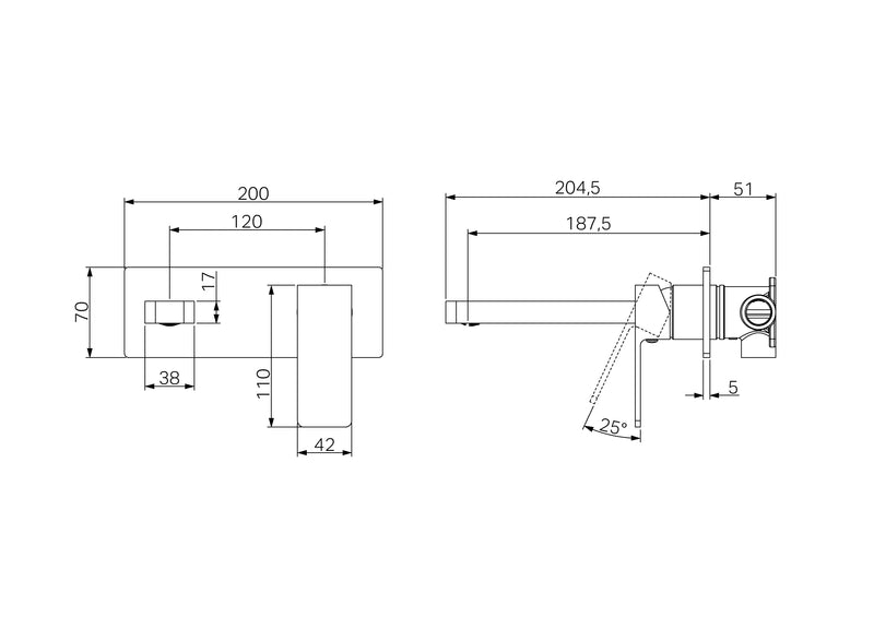Nero Celia Wall Basin/Bath Mixer