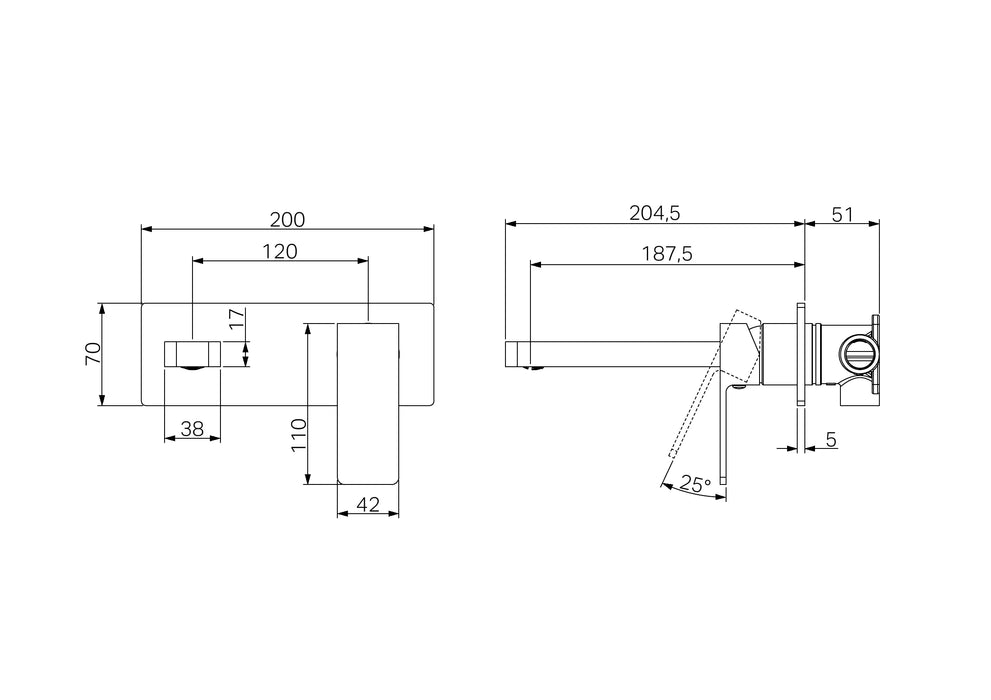 Nero Celia Wall Basin/Bath Mixer