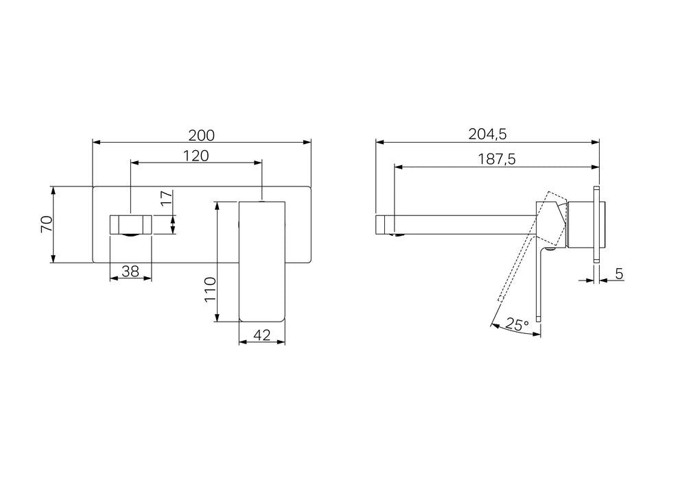 Nero Celia Wall Basin/Bath Mixer Trim Kits Only