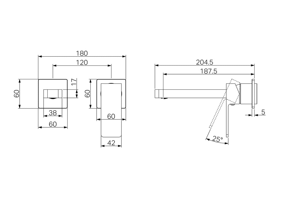 Nero Celia Wall Basin/Bath Mixer Separate Back Plate Trim Kits Only