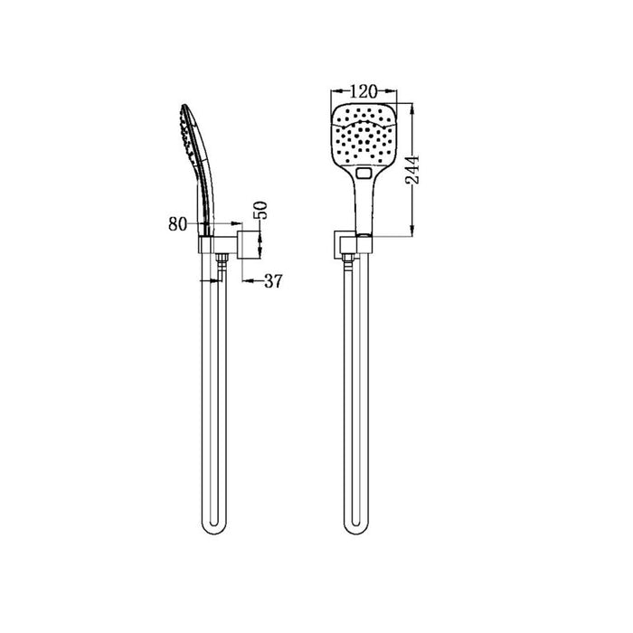 Nero Rain Square 3 Function Shower on Bracket