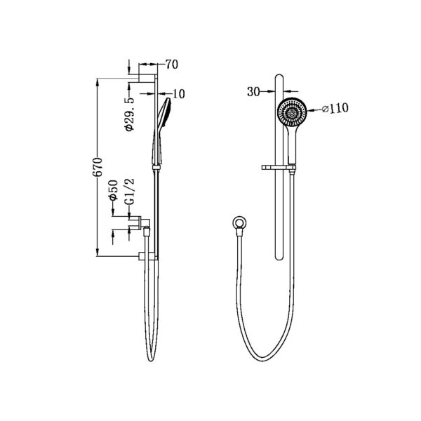 Nero Ecco Shower Rail with Air Shower