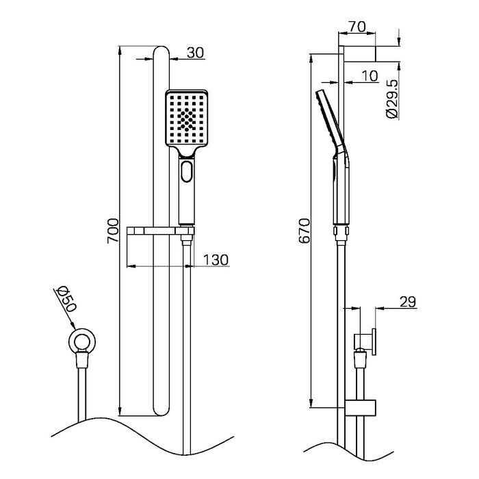 Nero Bianca Shower Rail