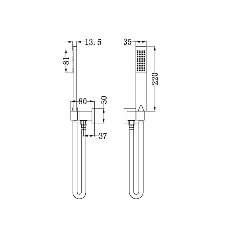 Nero Square Shower on Bracket