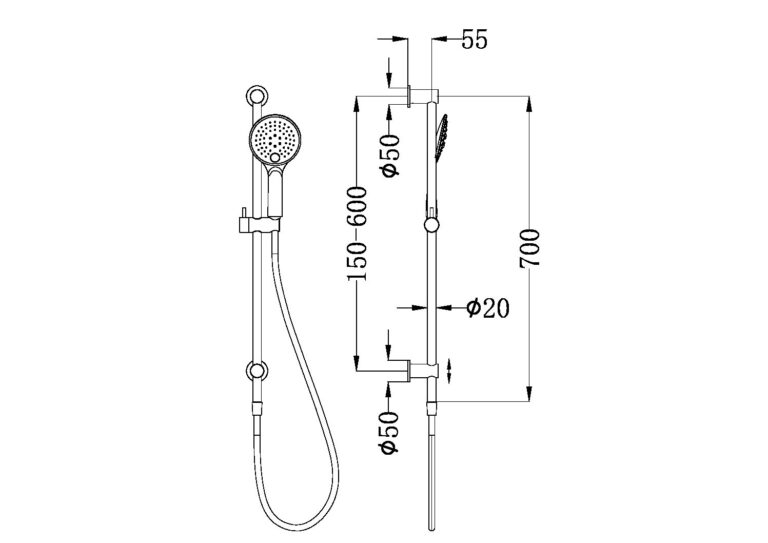 Nero 3 Function Shower Rail