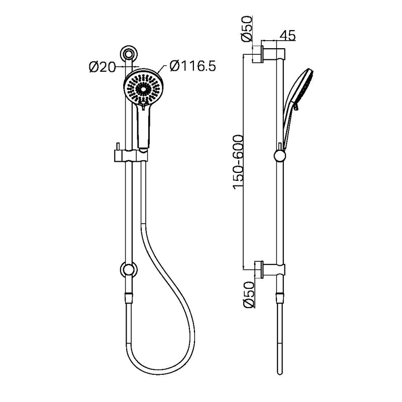 Nero 3 Function Shower Rail