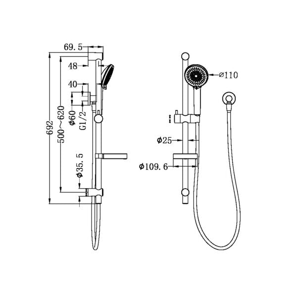 Nero Builder Project Shower Rail Matte Black