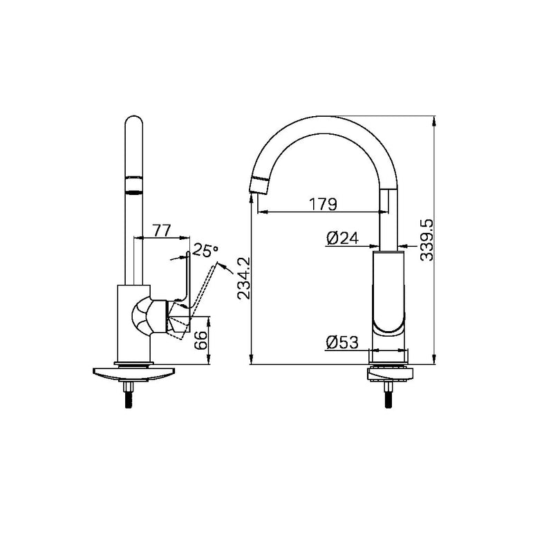 Nero Bianca Kitchen Mixer Gooseneck Spout
