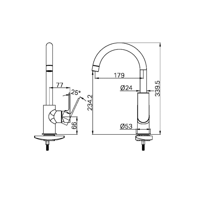 Nero Bianca Kitchen Mixer Gooseneck Spout